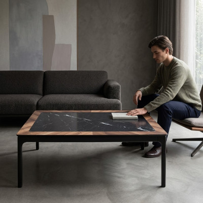 Miwwelen Dësch Luxus Modern Dëschliwwerkfäeg Stoff Design schwaarz