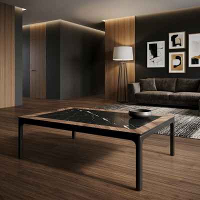 Miwwelen Dësch Luxus Modern Dëschliwwerkfäeg Stoff Design schwaarz