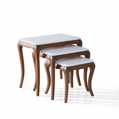 Niewentafel 3x Wunnzëmmer Miwwelen Material Holz wäiss Design Modern