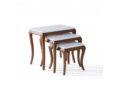 Niewentafel 3x Wunnzëmmer Miwwelen Material Holz wäiss Design Modern