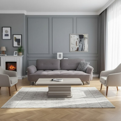 Canapé 3 Sëtzer Stoff Wunnzëmmer Design Modern Neit Luxus wäiss gro