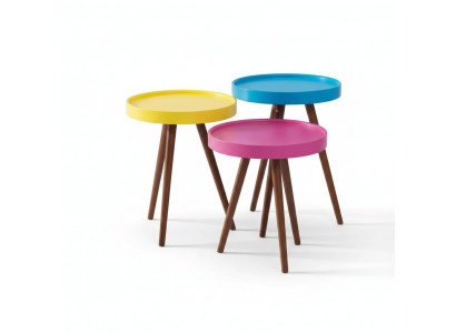 Säitentësch 3x brong Wunnzëmmer Miwwelen Material Holz Design nei