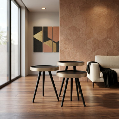 Niewentdësch stilvoll Sofadësch Couchtisch Ronn Holz nei schwaarz