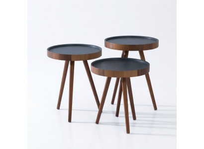 Säitendësch 3x Set brong Wunnzëmmerdësch Ronn Setdësch Modern Luxus