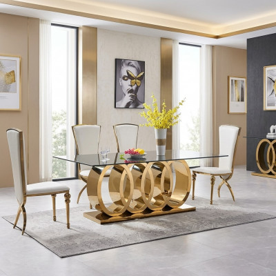 Modern Iessdësch Edelstaldësch Iesszëmmerdëscher Designer Miwwelen Dëscher