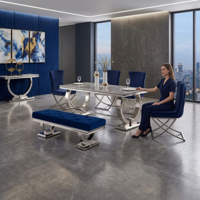 Designer rechteckegen Iessdësch Iesszëmmer Miwwelen Luxus Edelstolldëscher