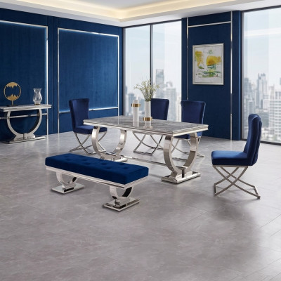 Designer rechteckegen Iessdësch Iesszëmmer Miwwelen Luxus Edelstolldëscher