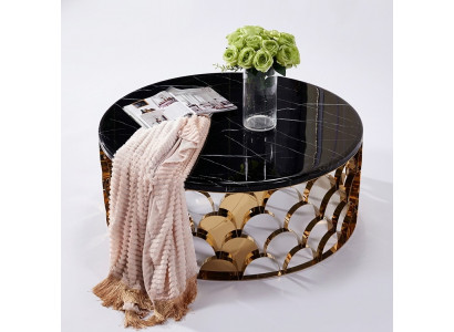 Schwaarze Salonsdësch Wunnzëmmerdësch Designer Edelstaldësch Golddësch