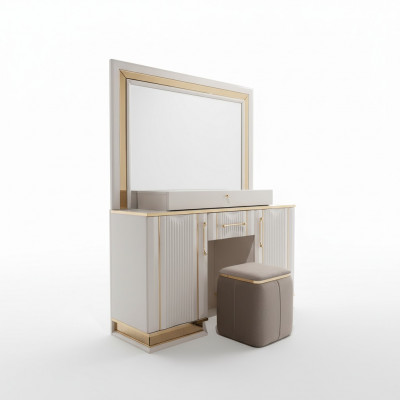 Schlofzëmmer Set Make-up Dësch mat Spigel Stull Design Luxus nei 2tlg