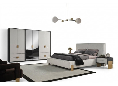 Schlofzëmmer Set Bett 2x Nuetsdëscher Kleederschaf Luxus nei 4 Stéck Holz