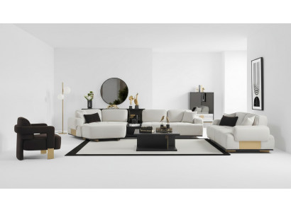 Wunnzëmmer Set Ecksofa L-Form 3+1 Sëtzer Sofa Couches Garnitur Miwwelen Sofasen