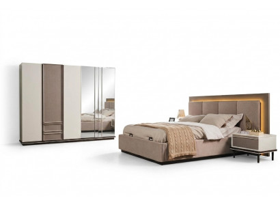 Schlofzëmmer Set Bett 2x Nuetsdëscher Kleederschaf Luxus nei 4tlg