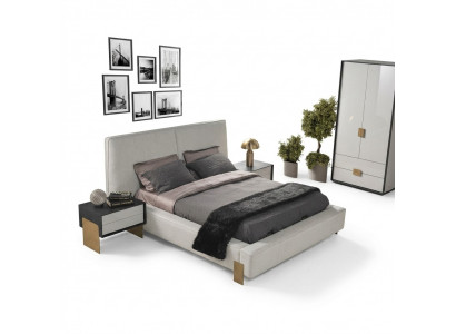 Luxuriéist Schlofkummer Set Designer Duebelbett 2x Nuetsdëscher Stilvoll