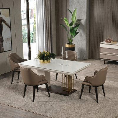 Iesszëmmer Miwwelen Designer Iessdësch 4x Still Komplett Garnitur 5tlg Set