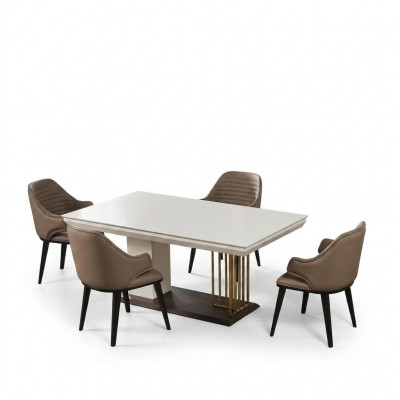 Iesszëmmer Miwwelen Designer Iessdësch 4x Still Komplett Garnitur 5tlg Set