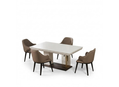 Iesszëmmer Miwwelen Designer Iessdësch 4x Still Komplett Garnitur 5tlg Set