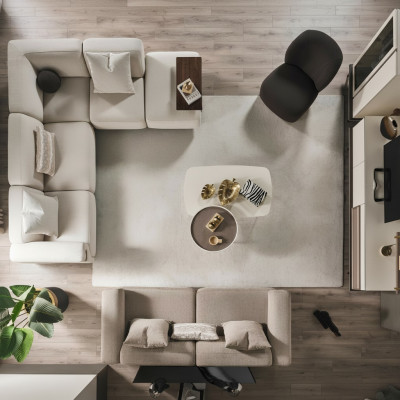 Beige Ecksofa Luxus L-Form Couch Designer Sëtz Luxus Polstermöbel