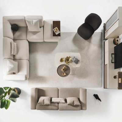 Beige Ecksofa Luxus L-Form Couch Designer Sëtz Luxus Polstermöbel