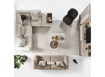 Beige Ecksofa Luxus L-Form Couch Designer Sëtz Luxus Polstermöbel