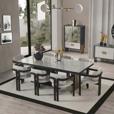 Designer Iessgrupp Luxus Garnitur Iessdësch 8x Stull Iesszëmmer Miwwelen