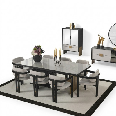 Designer Iessgrupp Luxus Garnitur Iessdësch 8x Stull Iesszëmmer Miwwelen