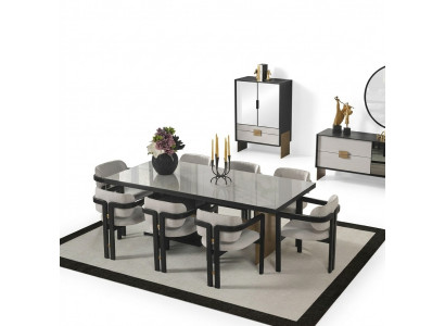 Designer Iessgrupp Luxus Garnitur Iessdësch 8x Stull Iesszëmmer Miwwelen