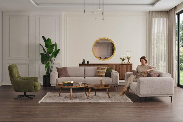 Wunnzëmmer Couchgarnitur Designer Set 3+2+1 Sëtzer Luxus Polster Miwwelen