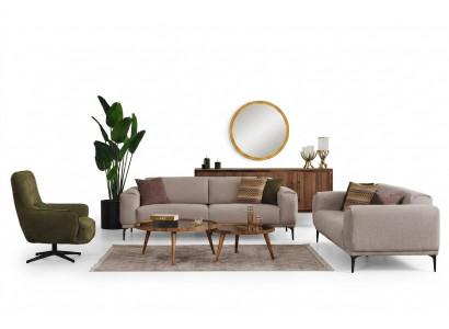 Wunnzëmmer Couchgarnitur Designer Set 3+2+1 Sëtzer Luxus Polster Miwwelen