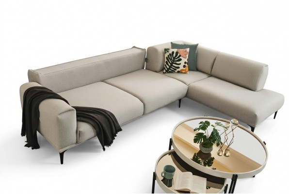 Wäisst Eckcouch L-Form Designer Canapé Polstersofa Wunnzëmmer Miwwel Neist