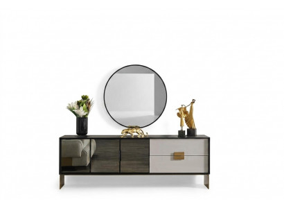 Schwaarzt Wunnzëmmer Set Designer Säitendësch Luxus Spigel 2tlg Set Nei