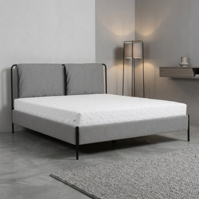 Modern Schlofzëmmer Bett Griit Duebelbett Metallgestell Textilbetter