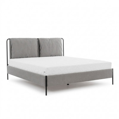 Modern Schlofzëmmer Bett Griit Duebelbett Metallgestell Textilbetter