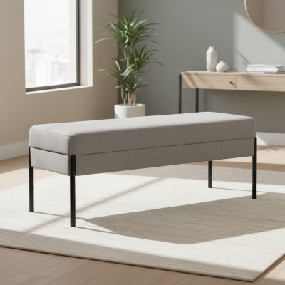 Grau Schlofkummer Sëtzbank Designer Holzgestell Textil Polsterbank