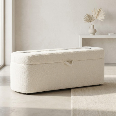 Schlofkummer Miwwelen Wäiss Bänk Designer Sëtzbank Polster Stauschaaf