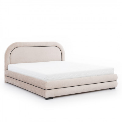 Schlofkummer Garnitur Designer Béiest Duebelbett 2x Textil Nuetsdëschcher