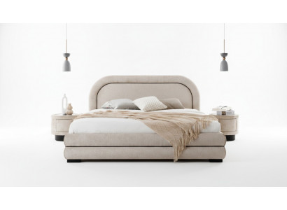 Schlofkummer Garnitur Designer Béiest Duebelbett 2x Textil Nuetsdëschcher