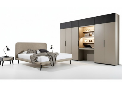 Edele Schlofzëmmer Set Designer Duebelbett Kleederschaf Nuetsdëscher