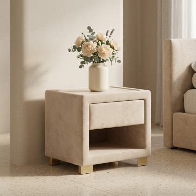 Béigen Quadrat Näschtdësch Designer Holzhueschtel Modern Miwwel Neien