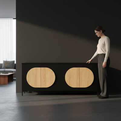 Schwäerz-Brong Kommode Schlofzëmmer Designer Holz Kommode Edelen Anrichte