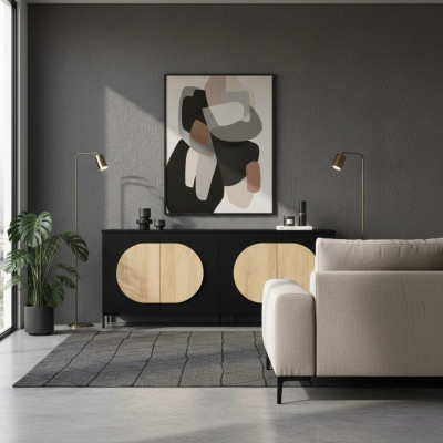 Schwäerz-Brong Kommode Schlofzëmmer Designer Holz Kommode Edelen Anrichte