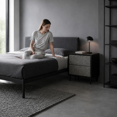Schlofkummer Nuetsdësch Designer Nuetskonsol Luxuriéis Holzmiwwel Nei