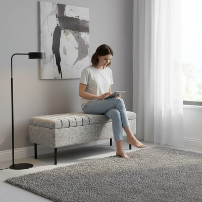 Modern Gro Schlofzëmmer Sëtzbank Luxuriéis Bettbank Holzgestell Nei