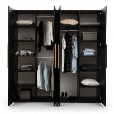 Schwaarze Kleederschaf Modern Schlofzimmer Miwwelen Luxus Holz Schaf