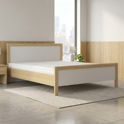 Modern wäisst Duebelbett Schlofzëmmer Better Héichwäertegt Holzgestell