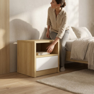 Hellbrongen Nuetsdësch 1x Tirang Designer Schlofzëmmer Holzkonsol