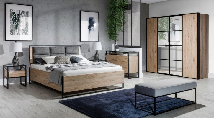 Modern Schlofkummer Set Bett Kleederschaf Holz Kommode 5tlg Garnitur
