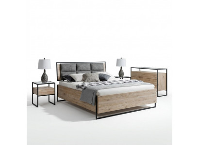 Modern Schlofkummer Set Bett Kleederschaf Holz Kommode 5tlg Garnitur