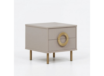 Designer beige Nuetsdësch mat 2 Tiräng Schlofkummer Bettkonsole