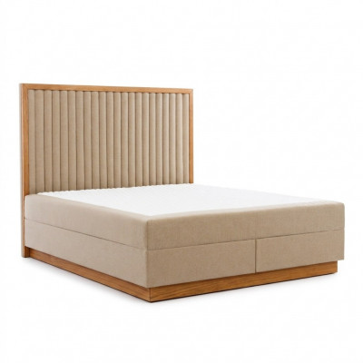 Braun-beige Schlofzëmmer Bett Designer Better Duebelbetter Textillbett