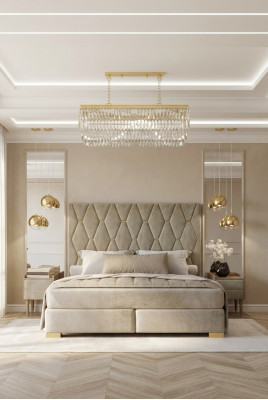 Graut Schlofzëmmer Duebelbett Designer Nuetsdëscher Luxus 3-Deeler Set